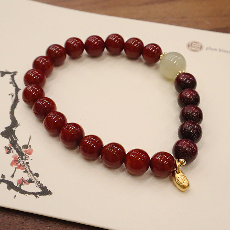 Natürliche Sandelholz-Pterocarpus-Buddha-Perlen im nationalen Stil, graue Armbänder