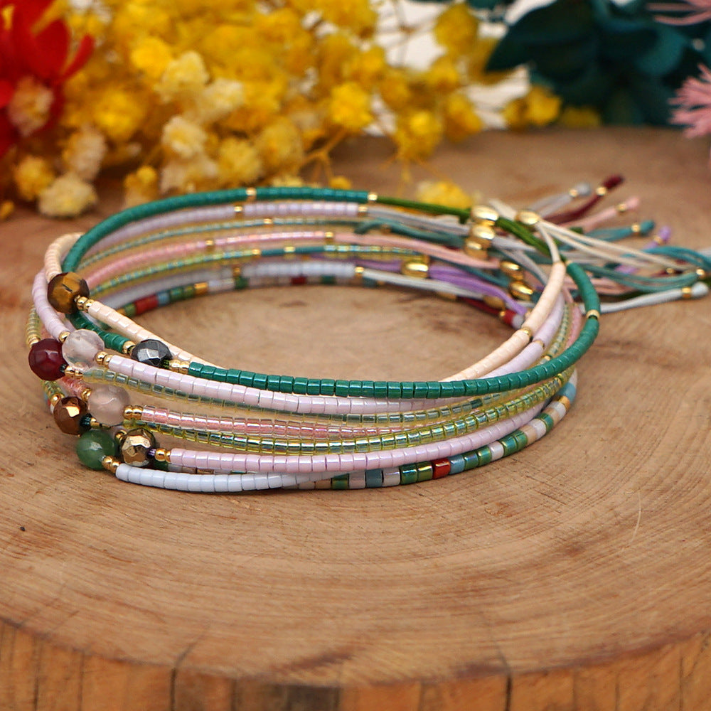 Women's Style Bead Stone Colorful Beaded Lucky Bracelets