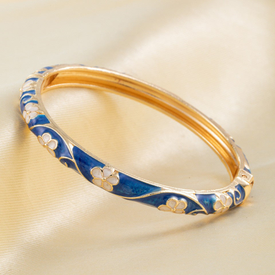 Flower Enamel Color Open-ended National Fashion Chinese Style Light Luxury Bracelet