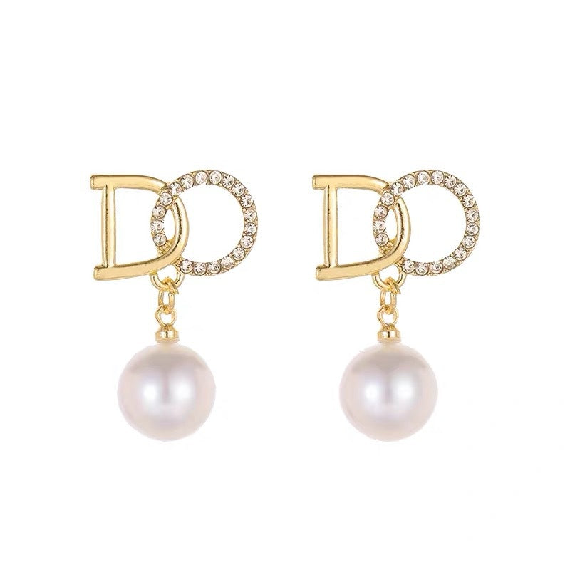 Women's Sier Pin Fashionable Elegant Pearl Long Earrings