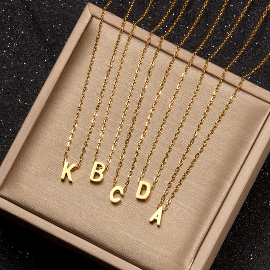 Letter Personalized Simple Stainless Steel Clavicle Pendants