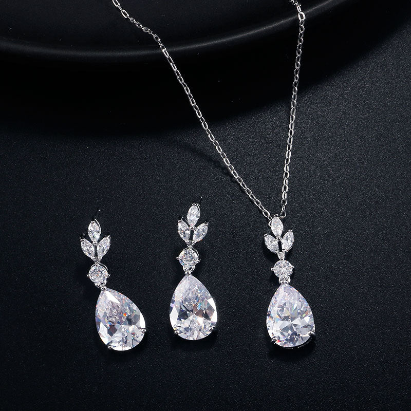 Bridal Formal Dress Fashion Water Drops Zircon Earrings