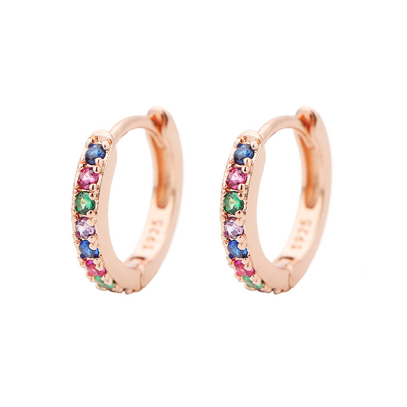 Mini Small Eardrop Colorful Crystals Rose Ear Buckle
