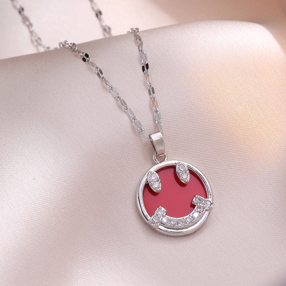 Colliers à clavicule simples avec pendentif Smiley amusant pour femmes