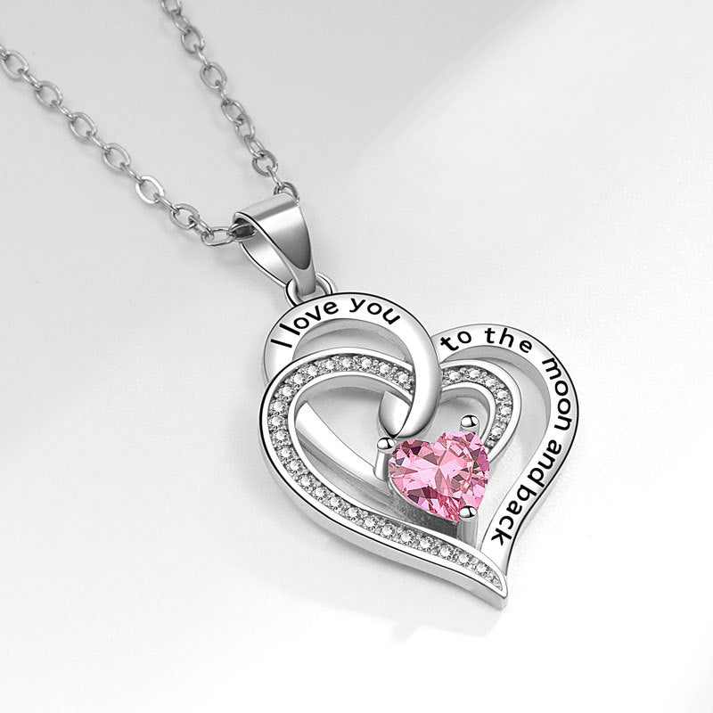 Women's Printed Engraved Diamond Temperament Entry Lux Heart-shaped Necklaces