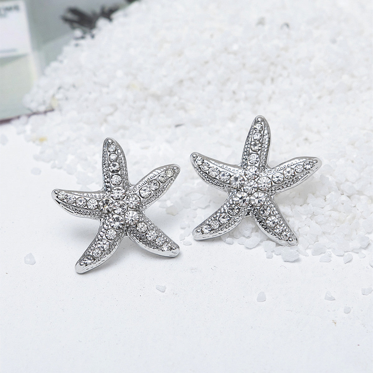 Jewelry Starfish Full-jeweled Female Pentagram Zircon Earrings