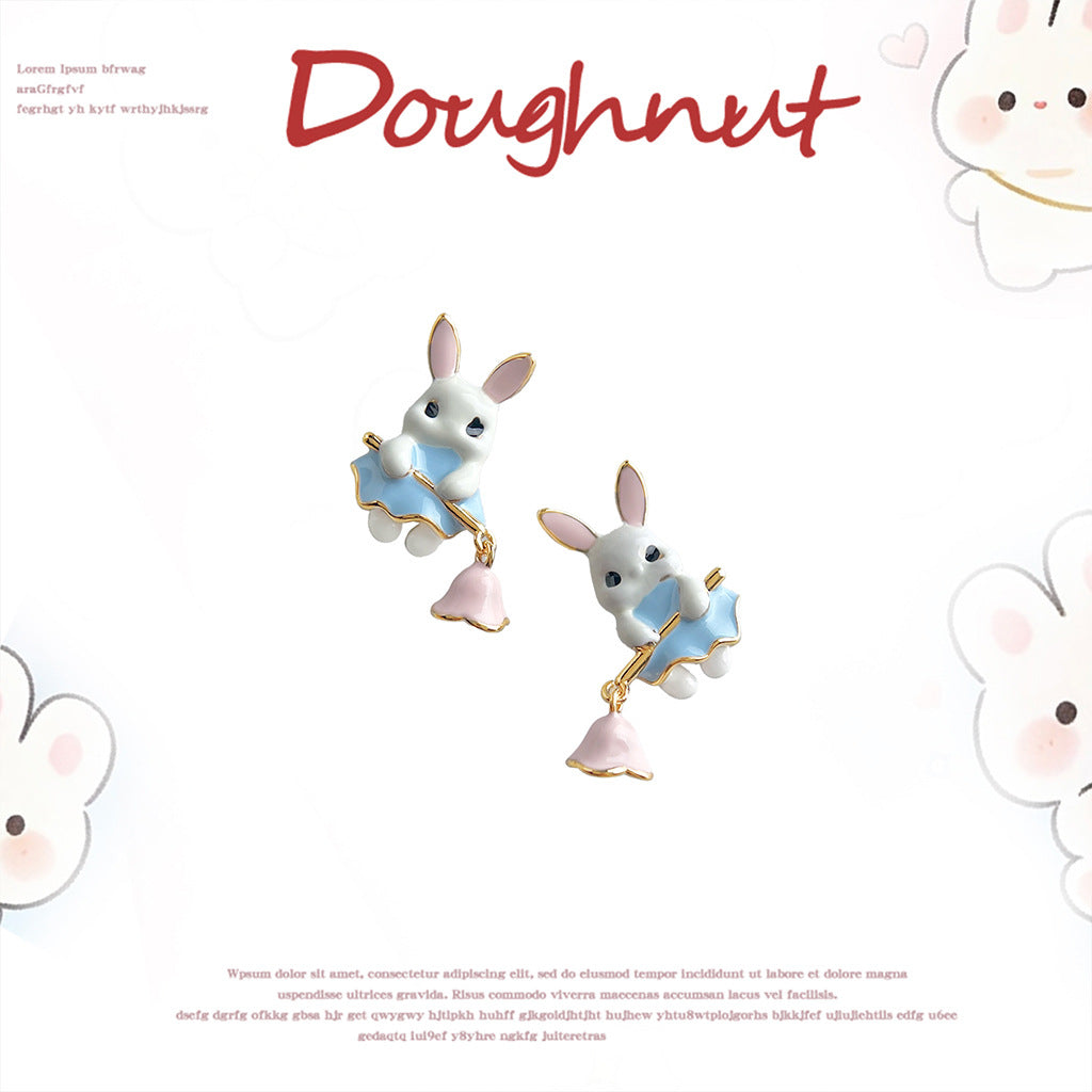 Rabbit Elf Enamel Drip Glazed Hand Painting Fresh Sweet Rings