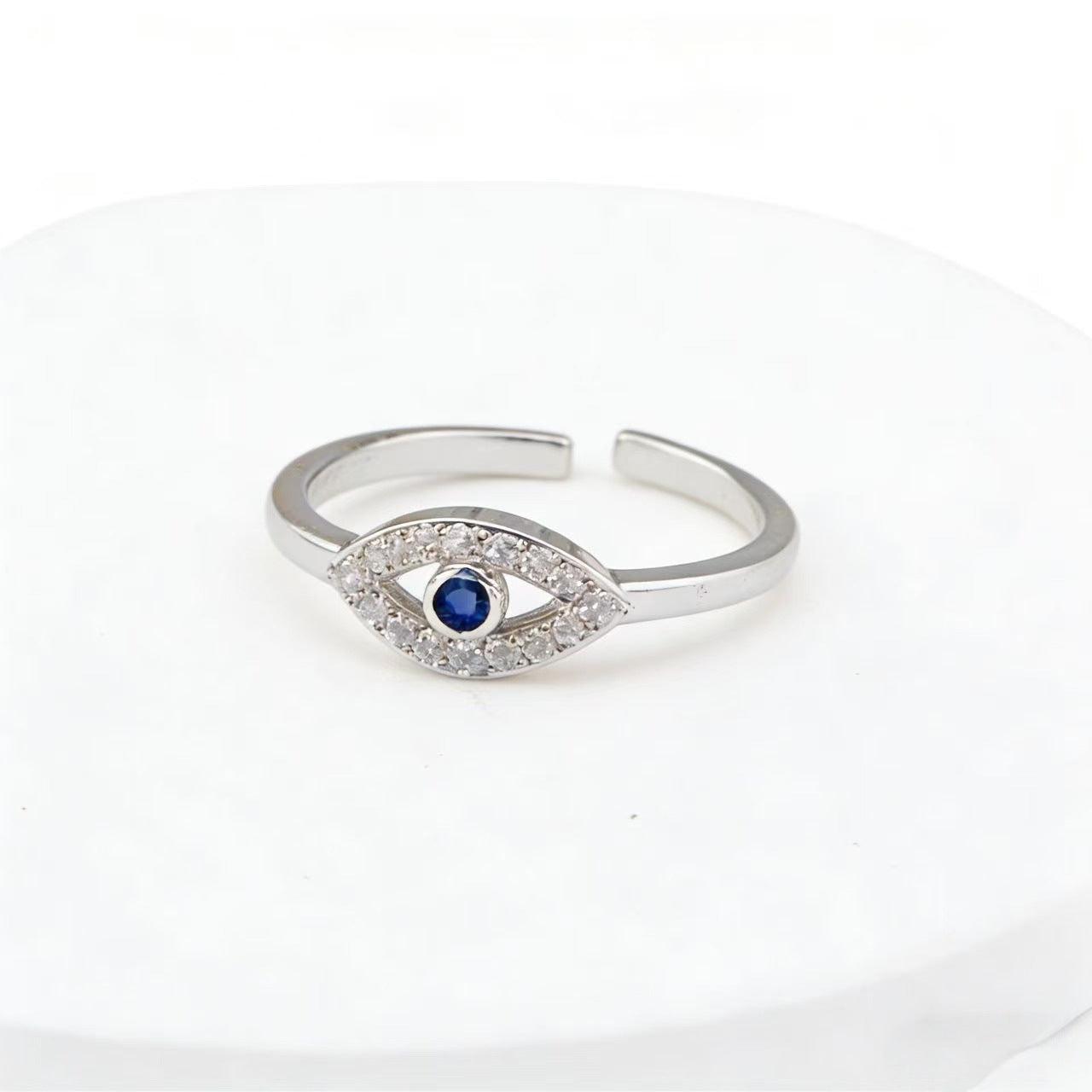 Eye Copper Simple Micro Inlaid Zircon Female Niche Rings