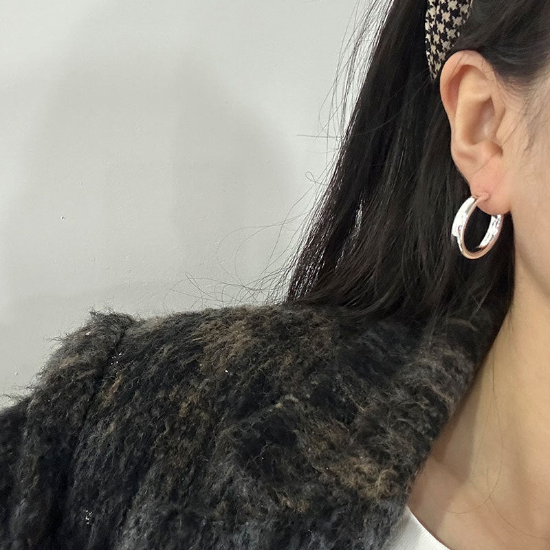 Sterling Sier Personality Semicircle Shaped Korean Live Stud Earrings