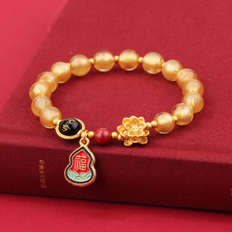 Beads Lotus Blessing Card Gold Foil Fragrant Gray Bracelets