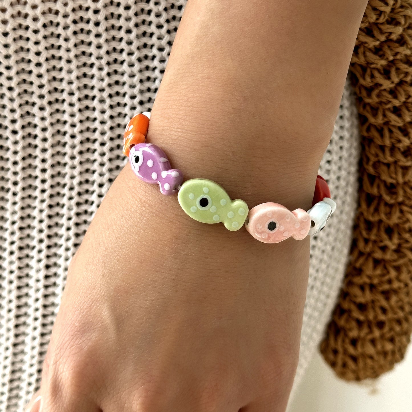 Women's Ceramic Small Fish Beaded Color Matching Cute Bracelets