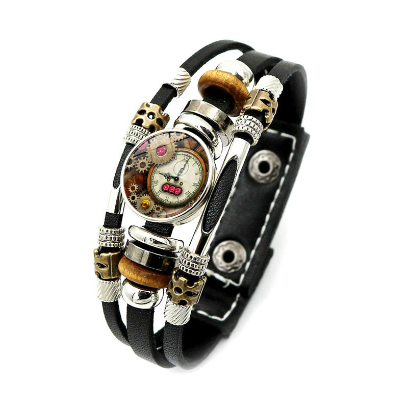 Women's & Men's & Mechanical Gear Pattern Leather And Retro Punk Bracelets