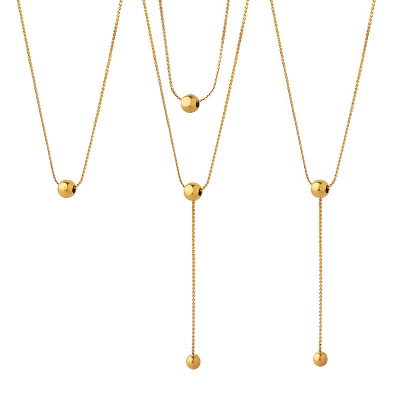 Minimalist Design Double Layer Twin Round Beads Female Necklaces