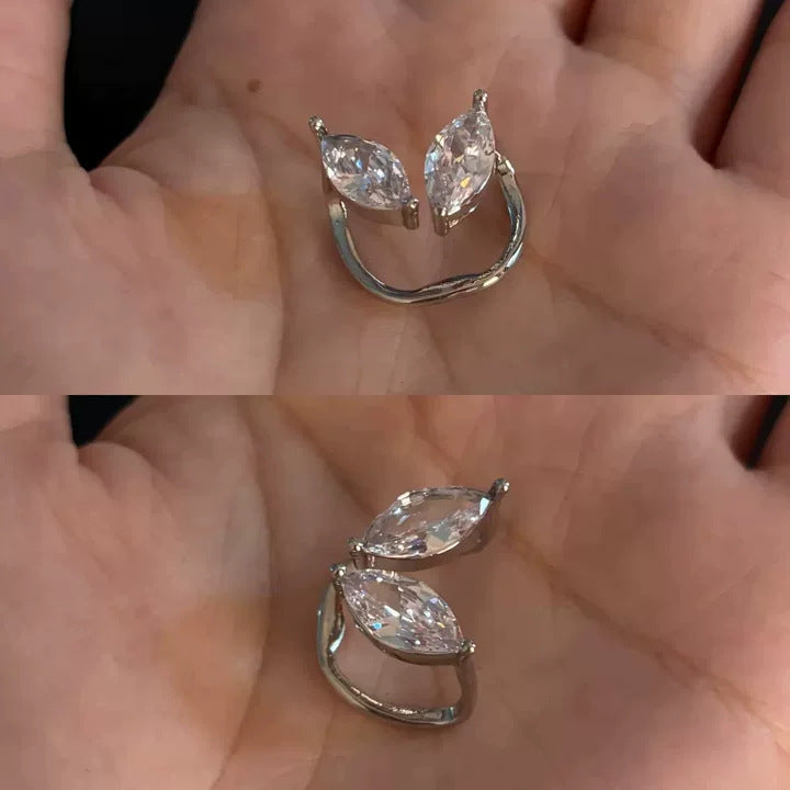Zircon Leaf Geometry Bone Unique Design Temperament Wild Light Luxury Ear Clip