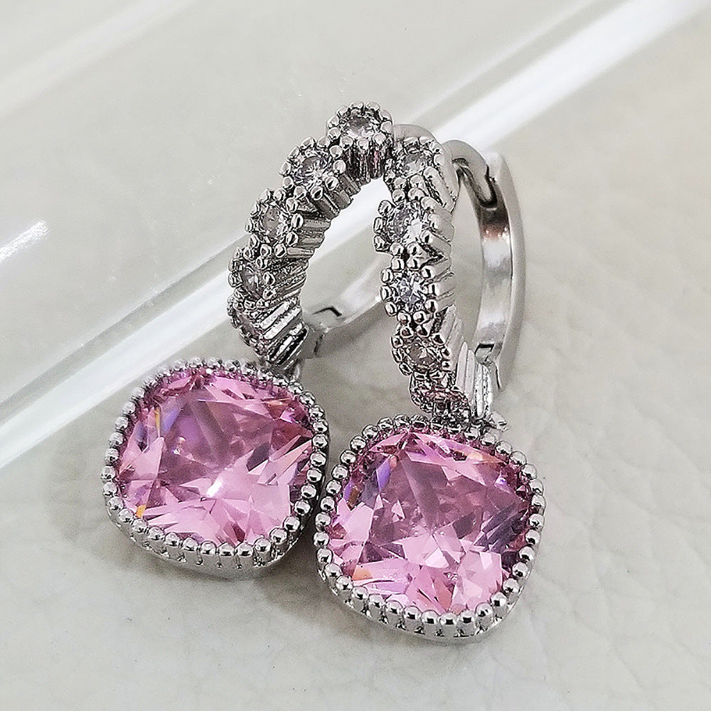 Women's Pink Zircon Niche Advanced Design Sense Earrings