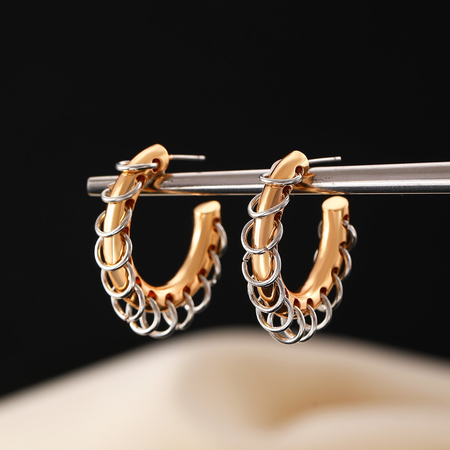 Women's Exaggerated Long Tassel Color Collision Design Ear Senior Versatile Rings