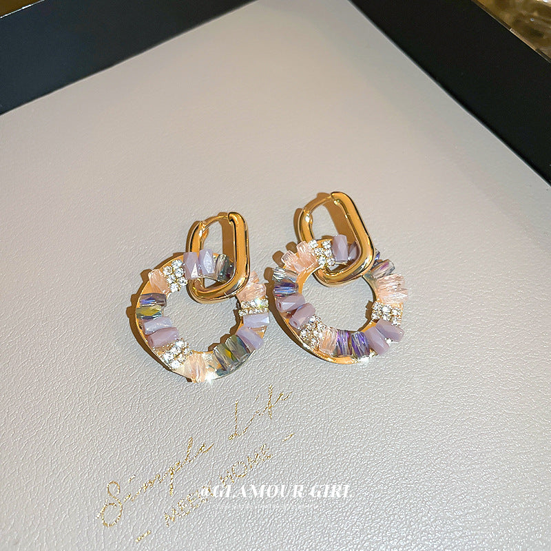 Women's Artificial Crystal Circle Geometry Clip Light Luxury Rings