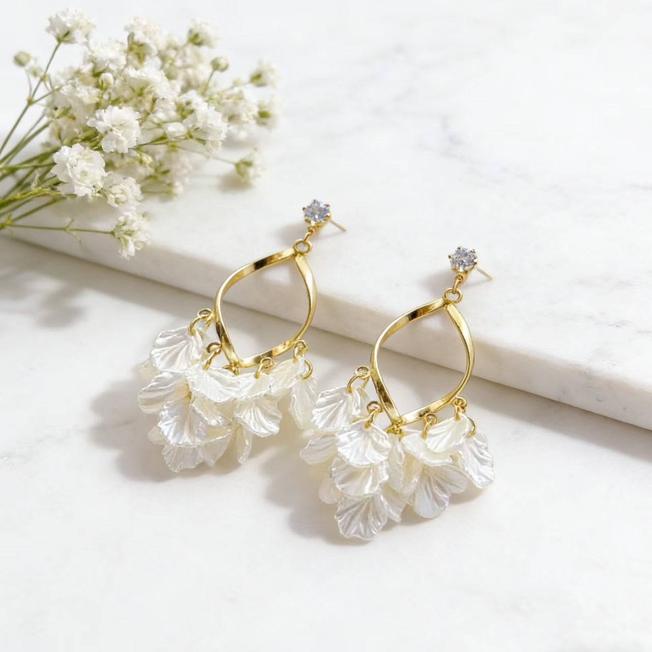 Style Fairy Petal Fringed Light Luxury High-grade Design Earrings