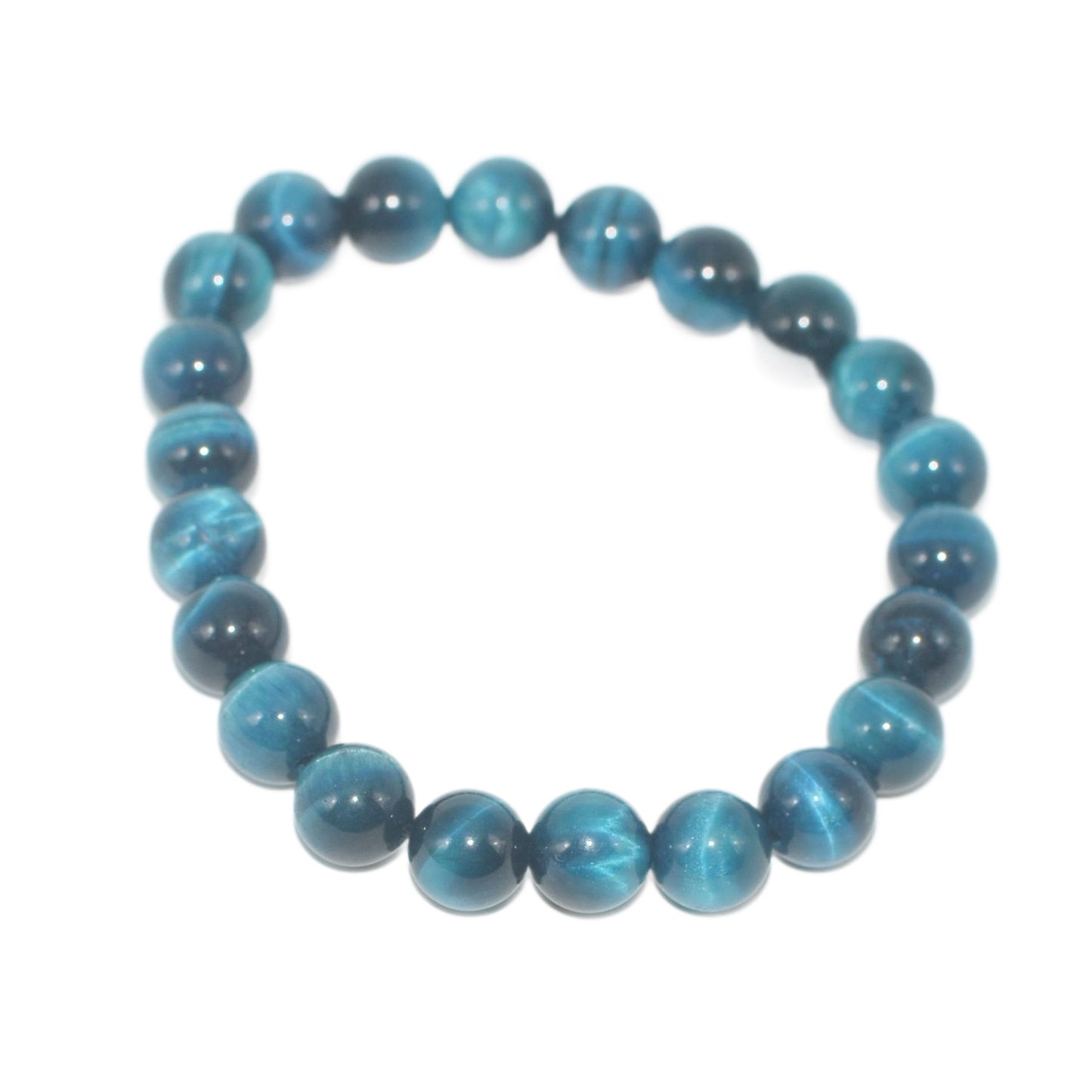 Women's & Men's Blue Tigereye Single Circle Crystal Buddha Beads Bracelet