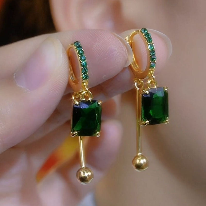 Crystal Block Full Diamond Light Luxury Earrings