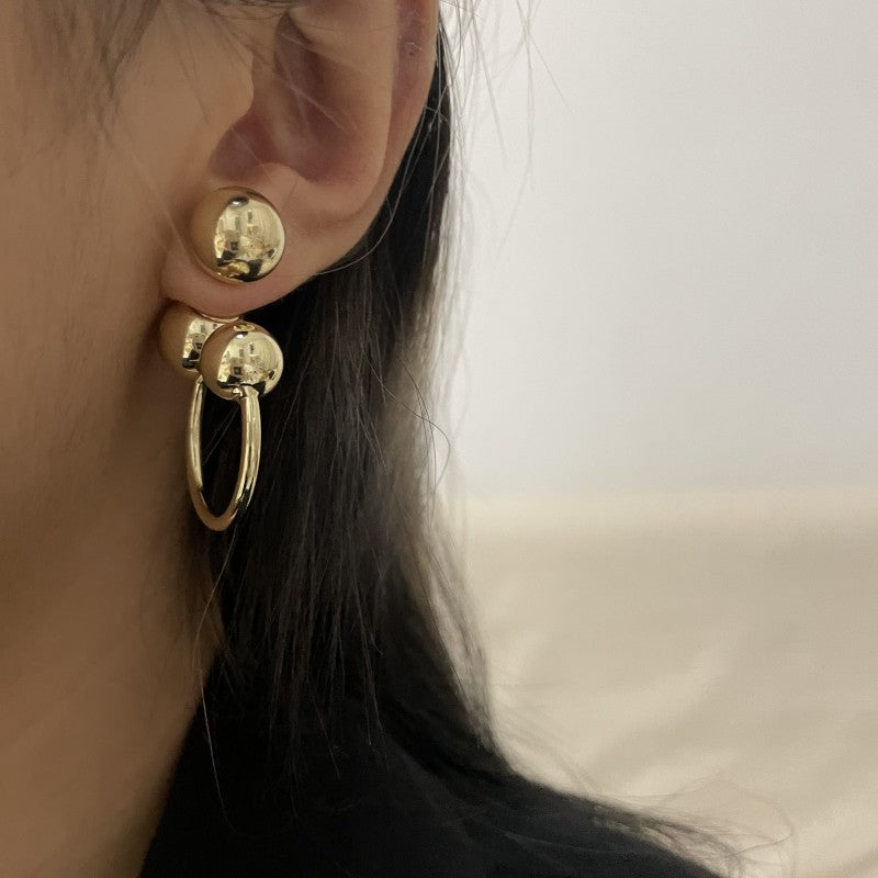 Style French Retro Metal Ball Bead Design Fashionable Quality Earrings
