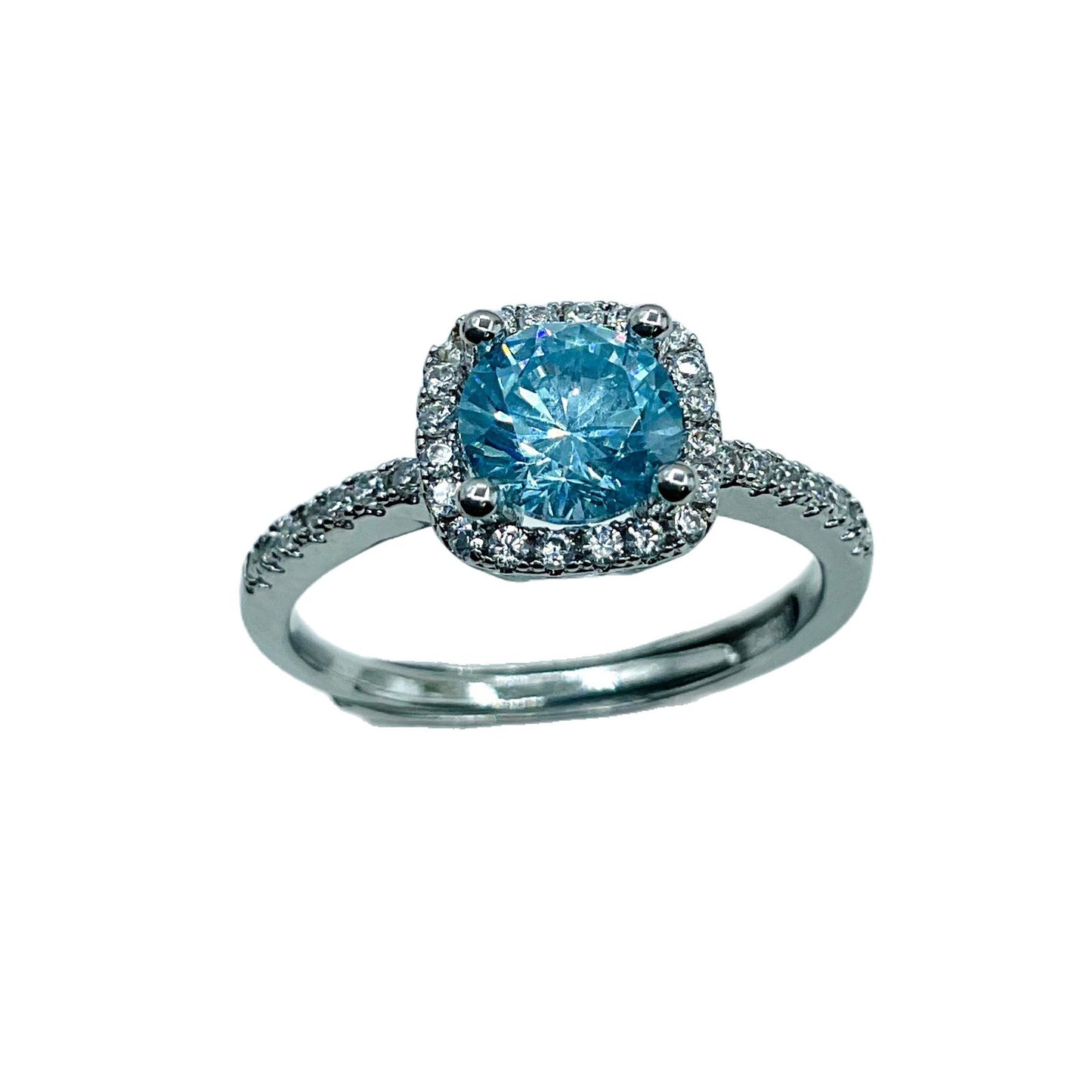 Sugar Cube Female Inlaid Zircon Adjustable Fashion High-grade Shiny Ring