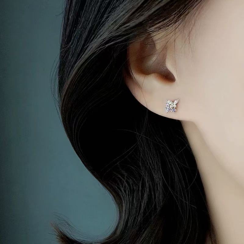 Needle Style Purple Butterfly Female Design High-grade Stud Earrings