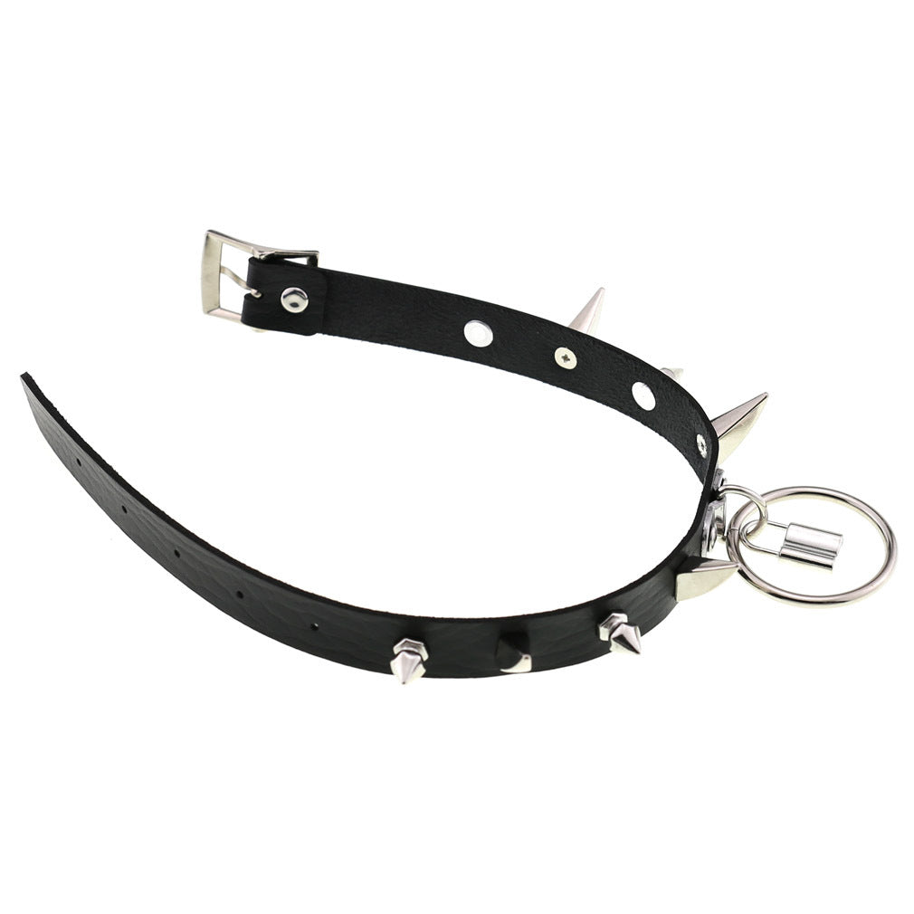 Leather Horn Rivet Collar Personality Hanging Necklaces