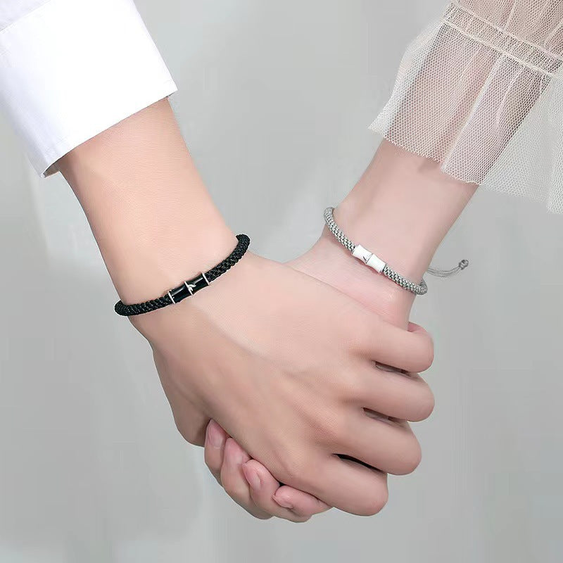Women's & Men's Couple Pair Simple Niche Design Joint Woven Hand Bracelet