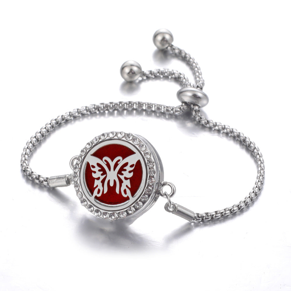 Steel Hollow Oil Lucky Tree Open Box Bracelet