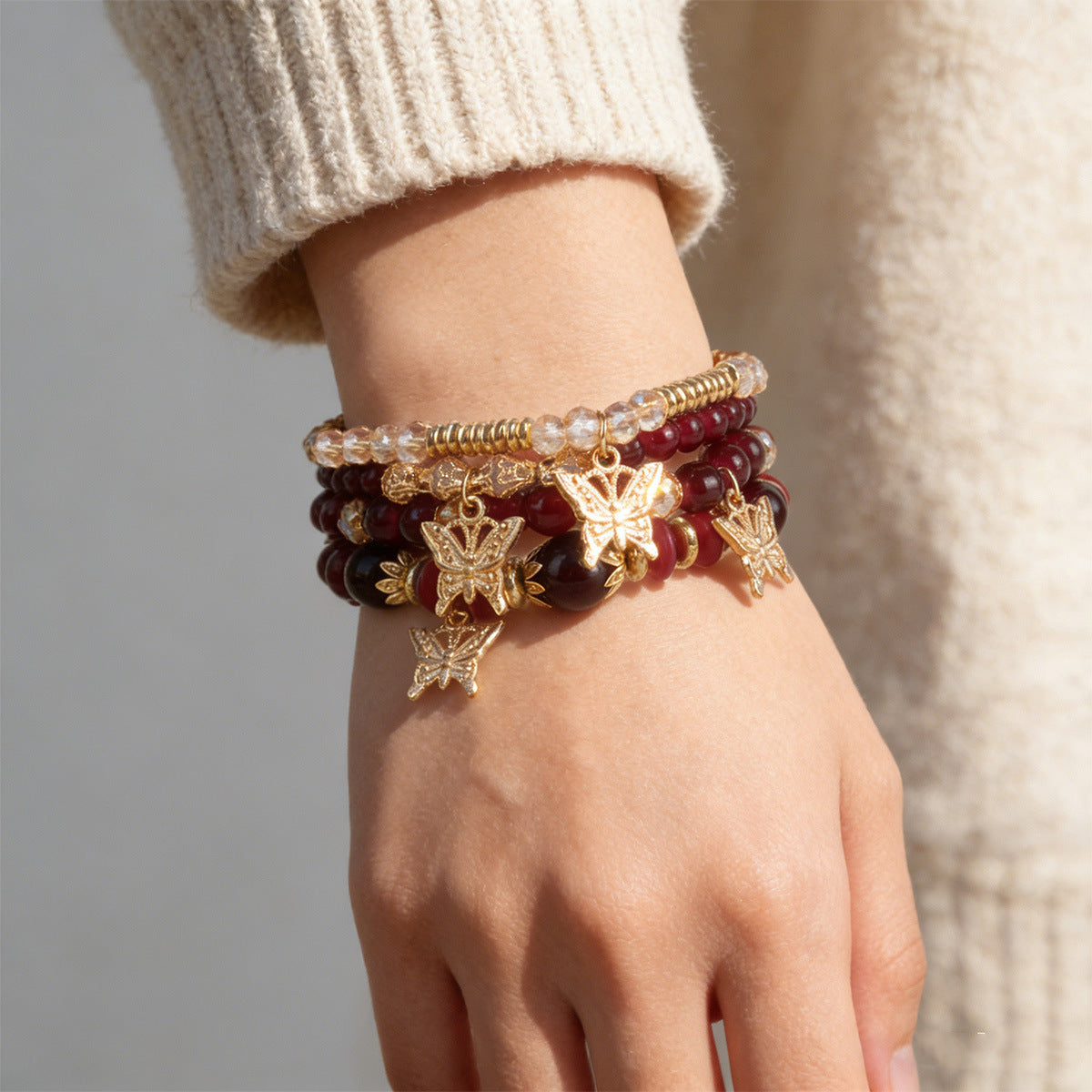 Trendy Bohemian Butterfly Crystal String Beads Bracelets