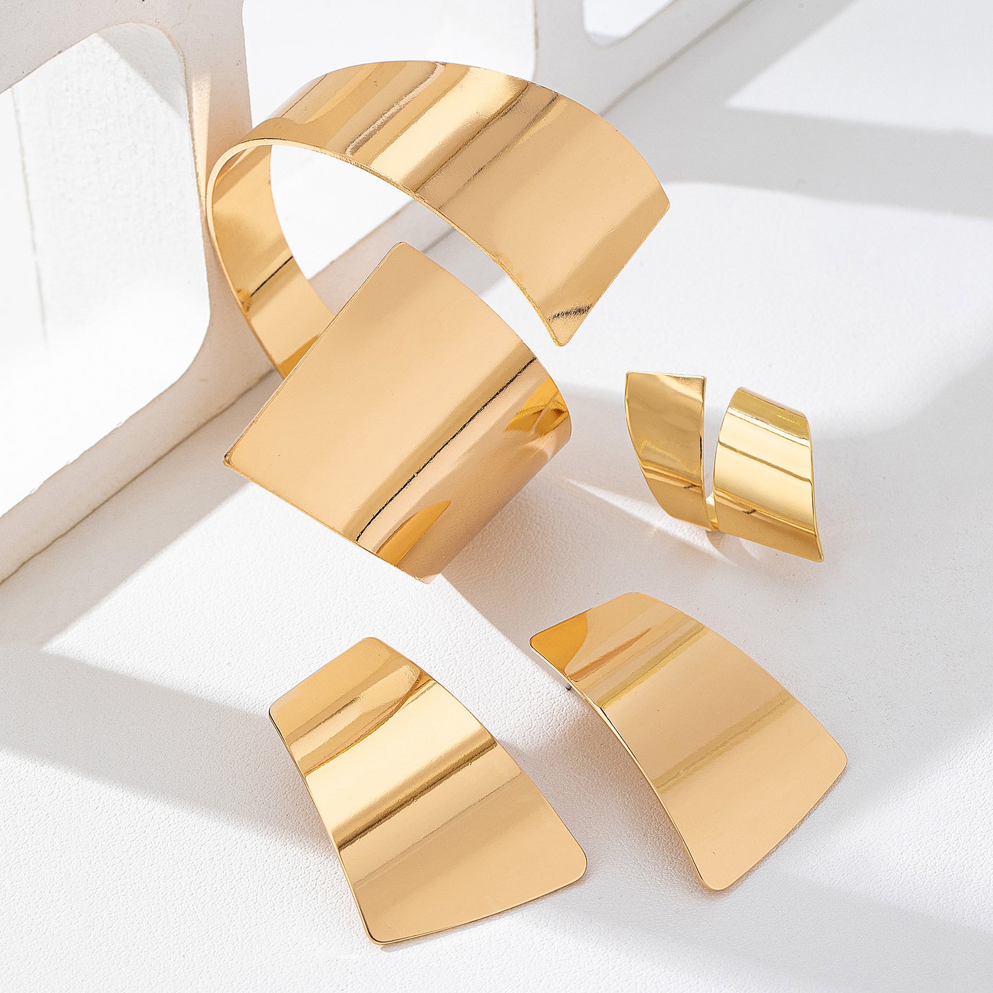 Exaggerated Geometry Gold-plated Ear Twin Wear Match Gift Jewelry Set