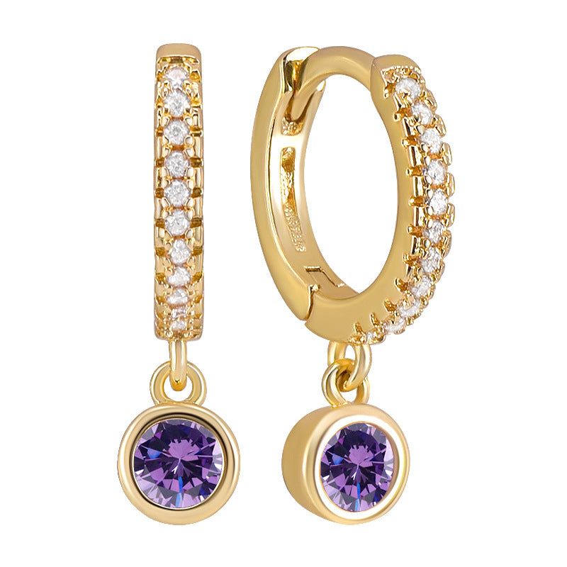 Colorful Round Zircon Female Personality Creative Geometric Fashion Ear Clip Rings