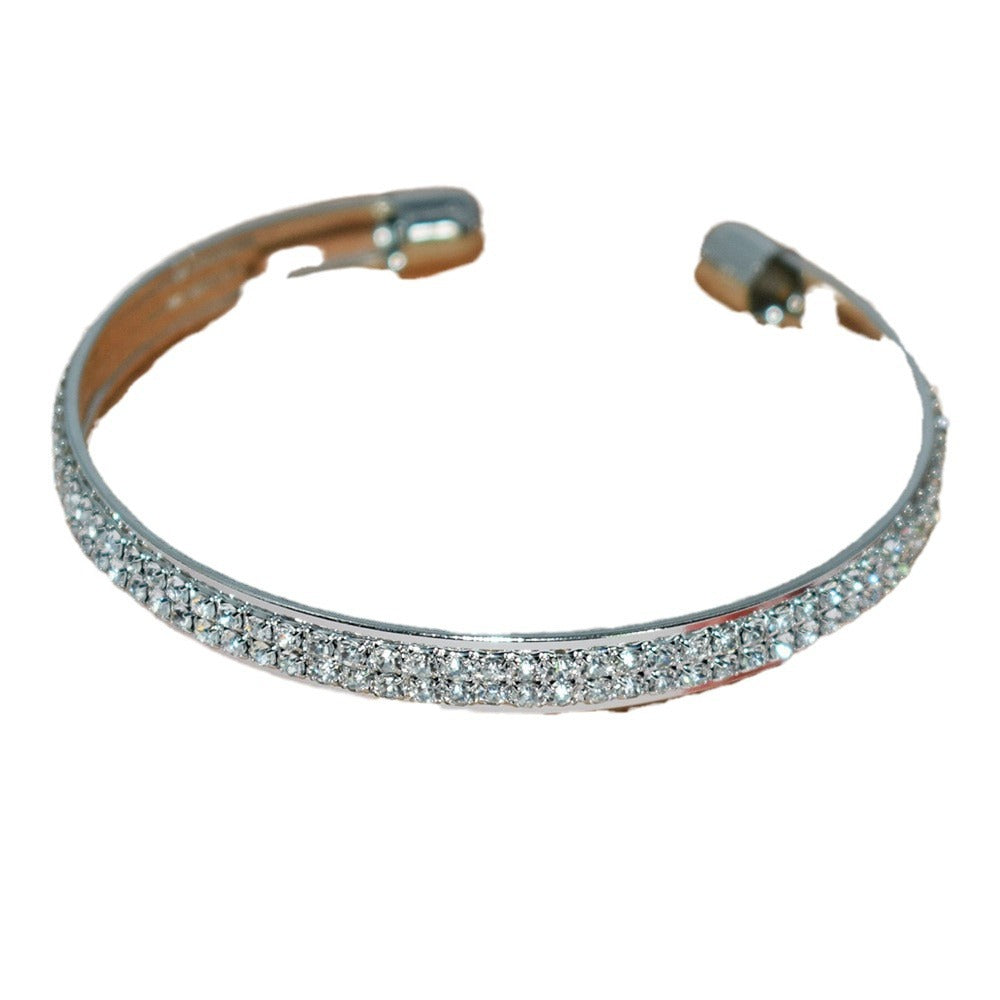 Rhinestone Full Diamond Simple Opening Female Bracelet