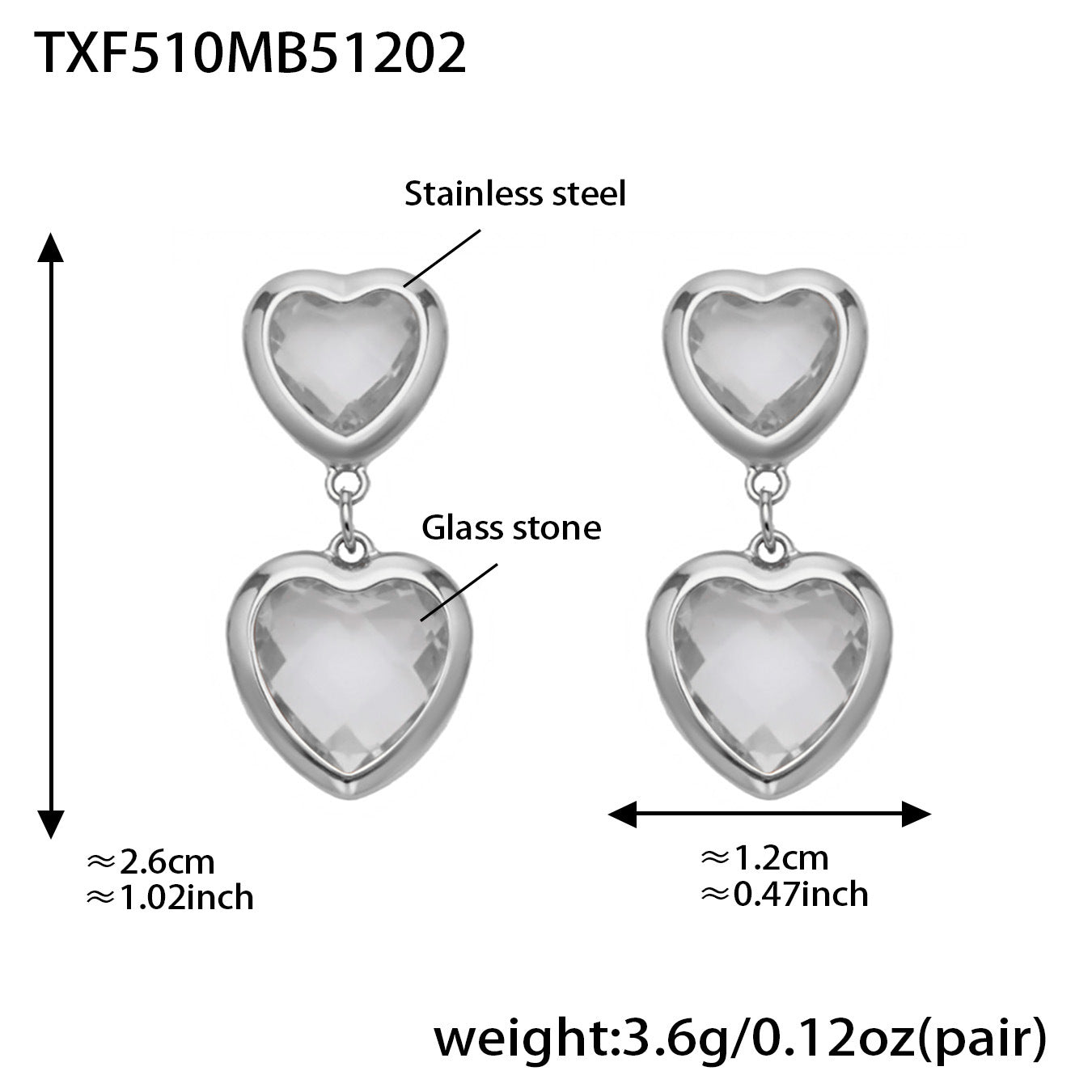 Cut Candy Color Heart-shaped Glass Stone Fashion Exquisite Stainless Rings