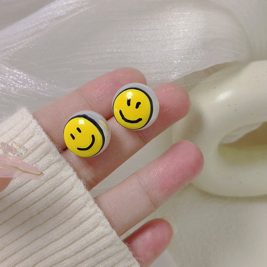 Women's Dripping Oil Smiley Face Ear Design Earrings