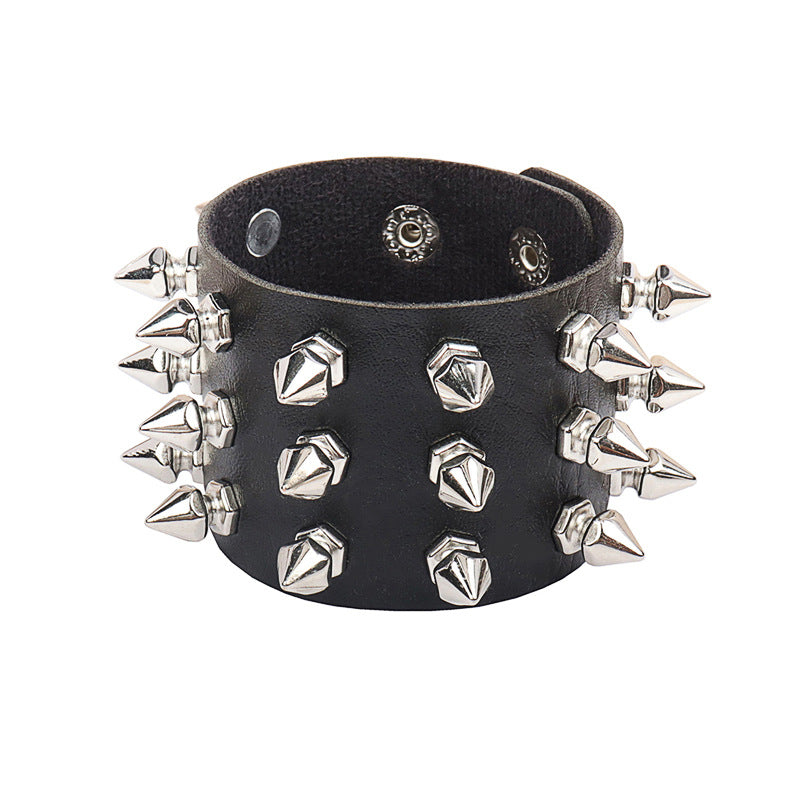 Exaggerated Personalized Three-row Rivet Pointed Nail Bracelets