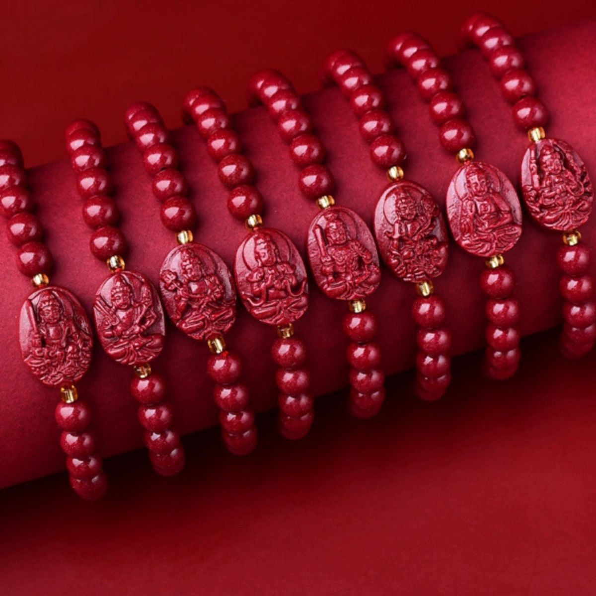 Women's & Men's & Cinnabar Eight Patron Saints Hand Buddha Bracelets