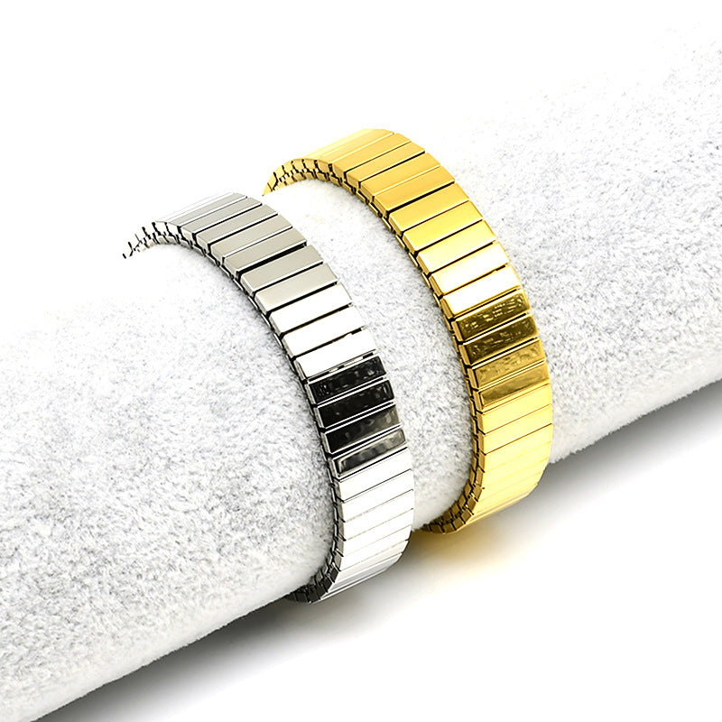 Stretch Watch Band Simple Personality Gold Bracelet