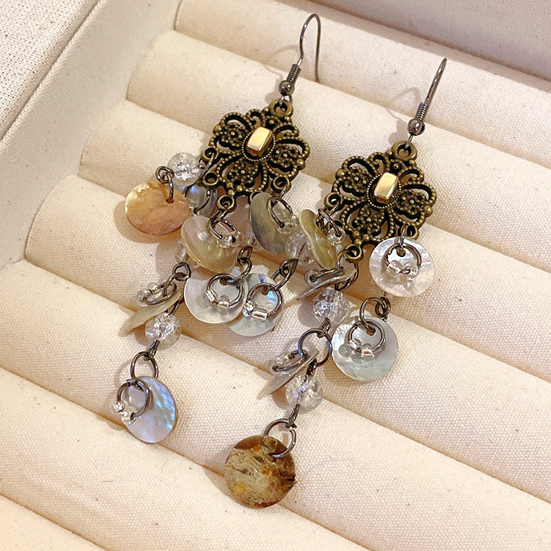 Sier Needle Acrylic Colorful Flower Sweet Earrings