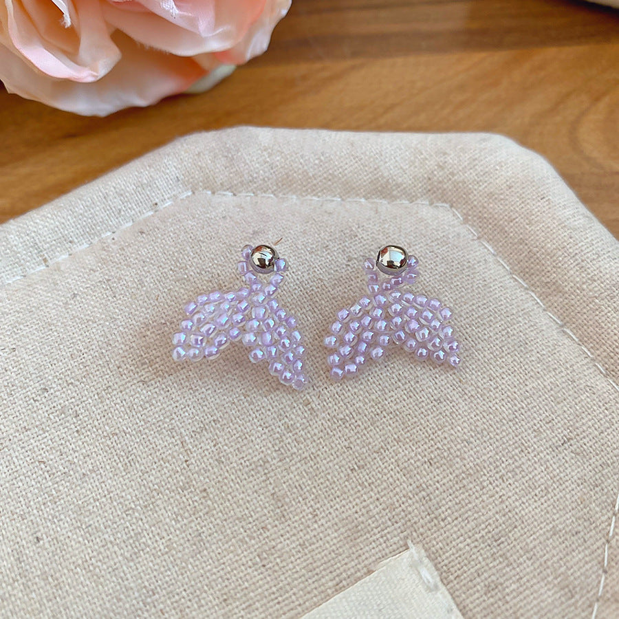 Sier Needle Acrylic Colorful Flower Sweet Earrings
