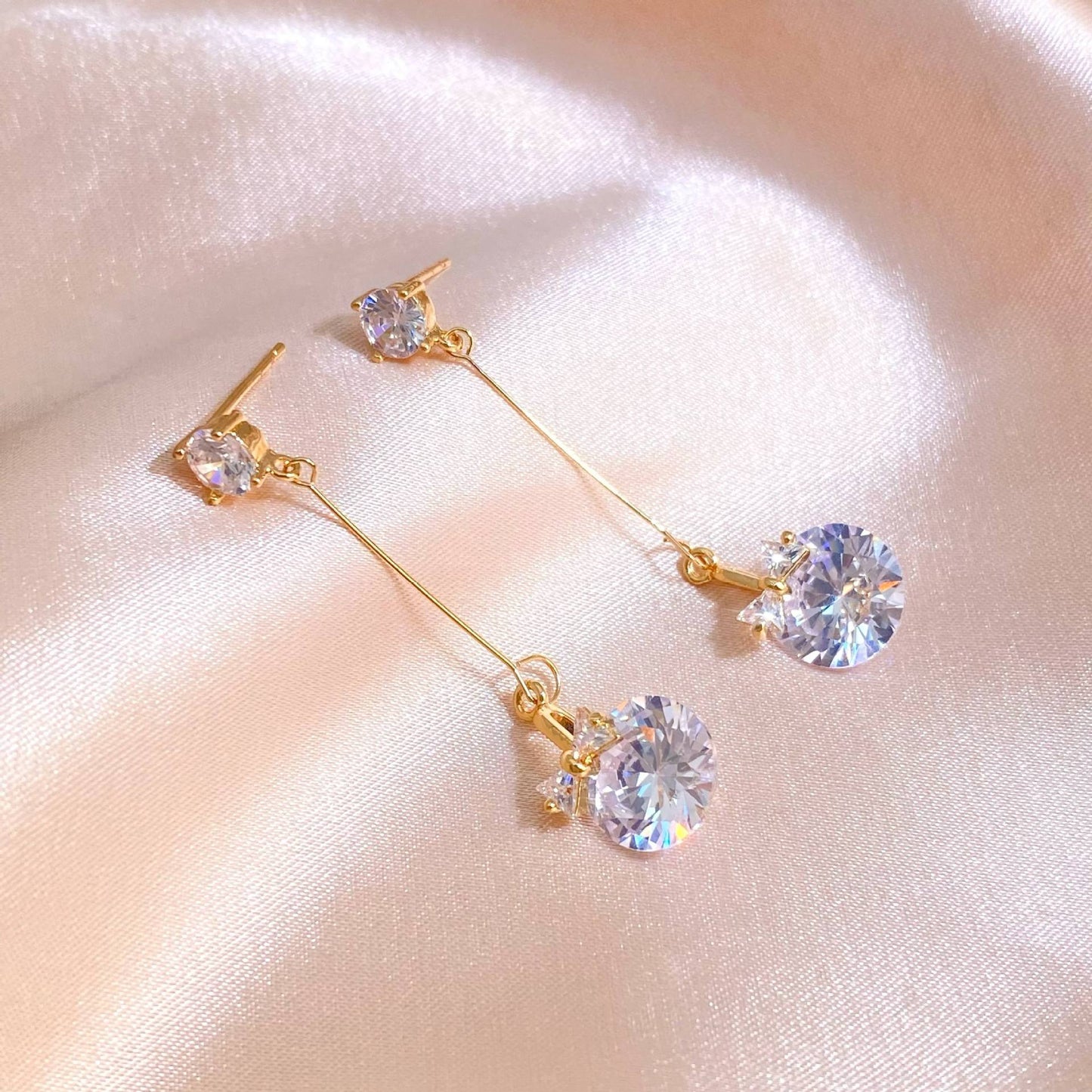 Eardrops Temperament Studded With Zircon Simple Female Earrings