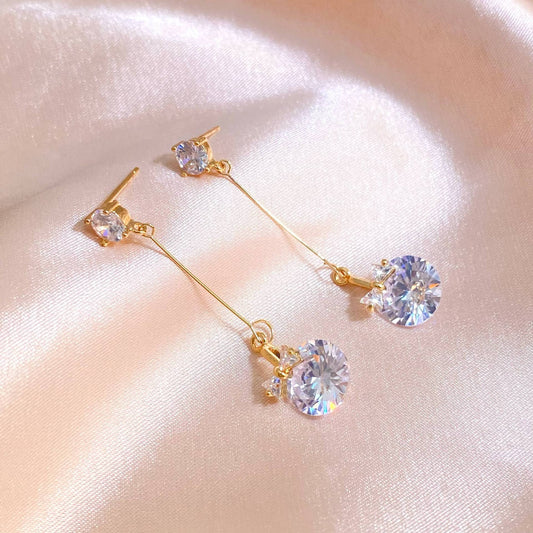 Eardrops Temperament Studded With Zircon Simple Female Earrings