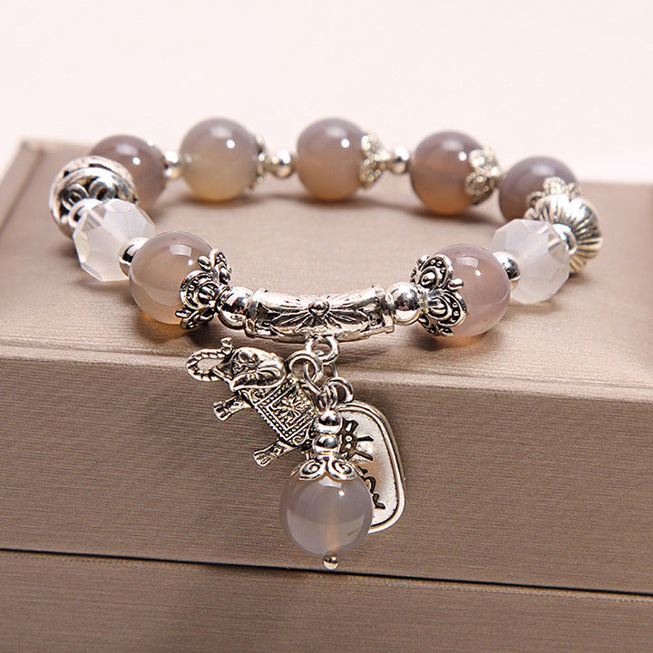 Bijoux en Agate de cristal pour femmes, Bracelets coréens simples à la mode en forme d'éléphant pour petite amie