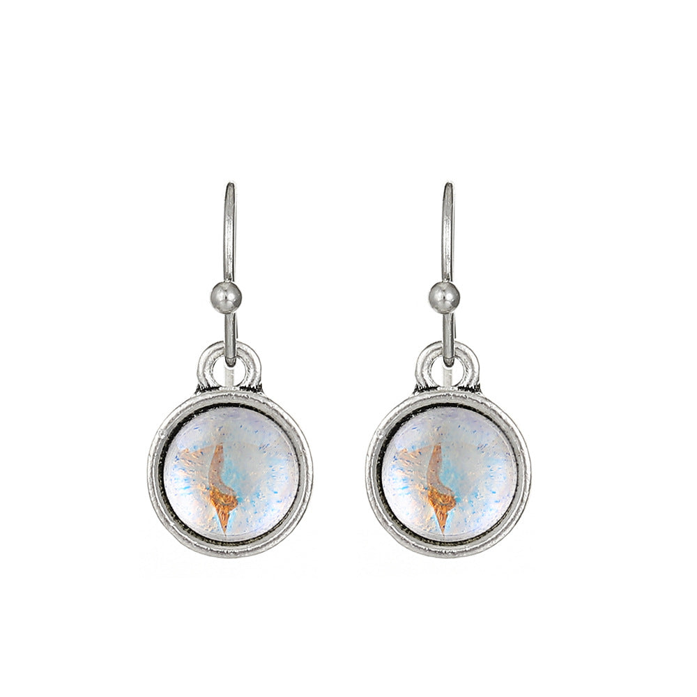 Love Turquoise Alloy Distressed Geometric Moonstone Earrings