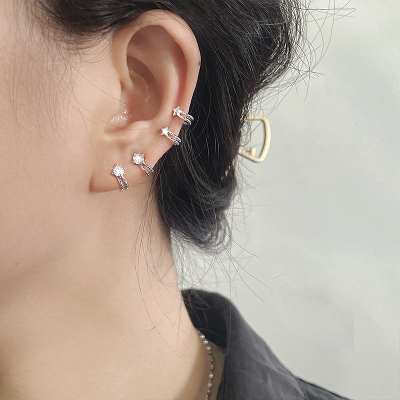 Gu Combination Small Diamond Bones Pseudo Cool Female Super Ear Clip