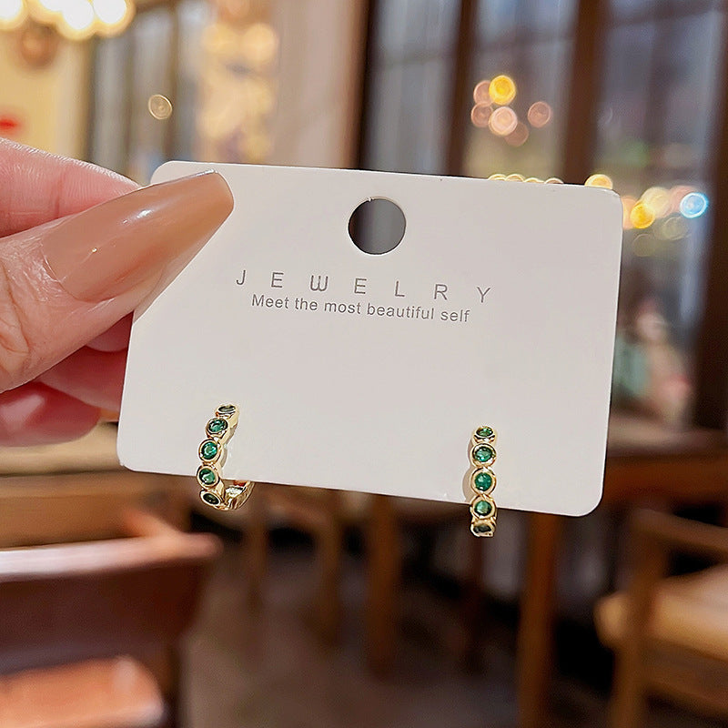 Women's Graceful Green Zircon For Trendy Light Luxury Earrings