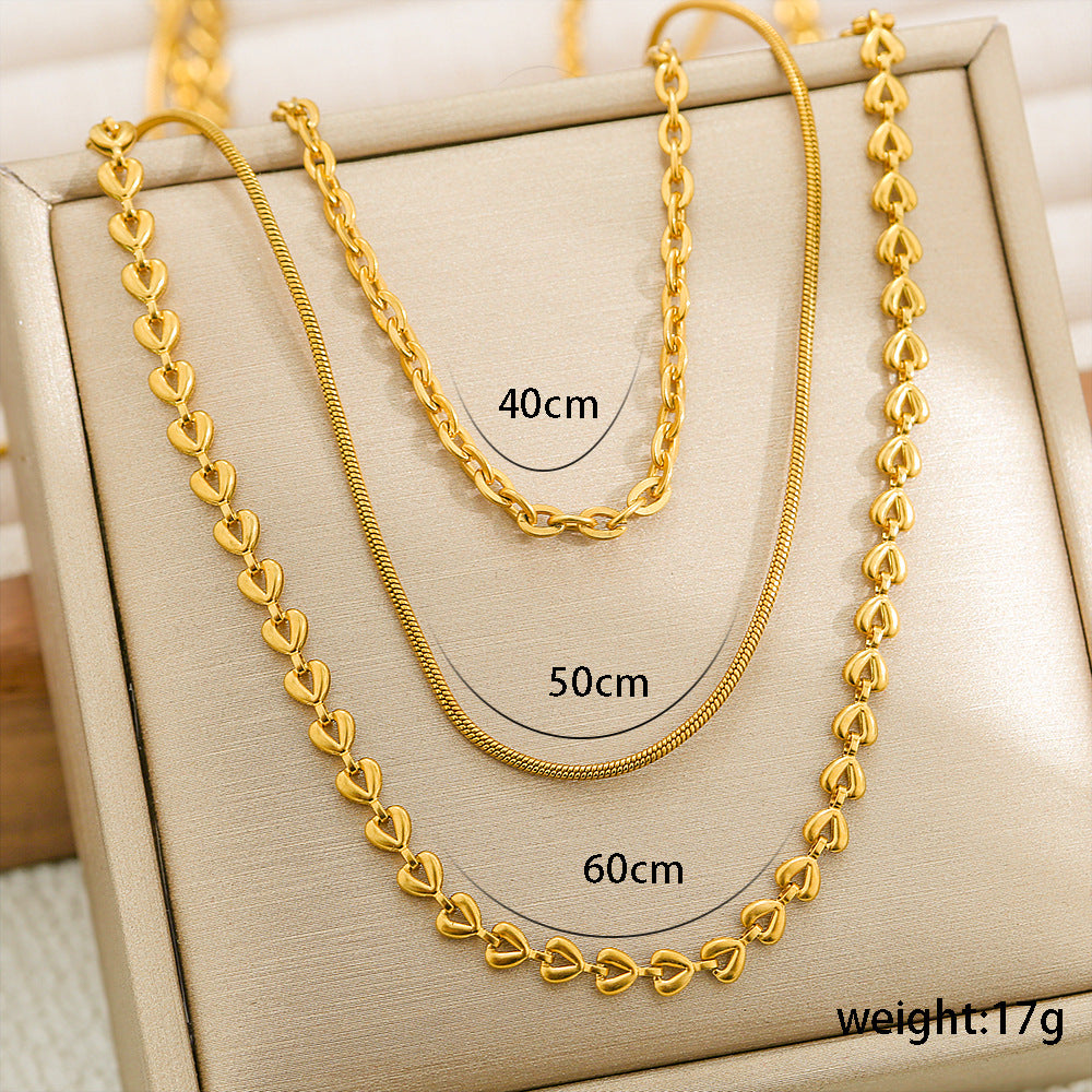 Thin Twin Snake Bone Clavicle Titanium Steel Necklace