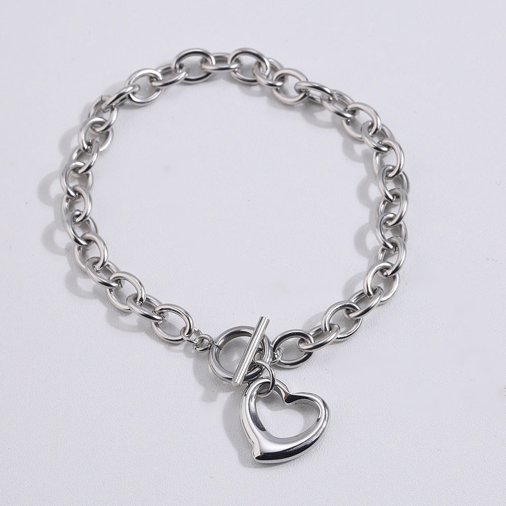 Women's Titanium Steel No Fading Simple Fashion Stainless Love Jewelry Set