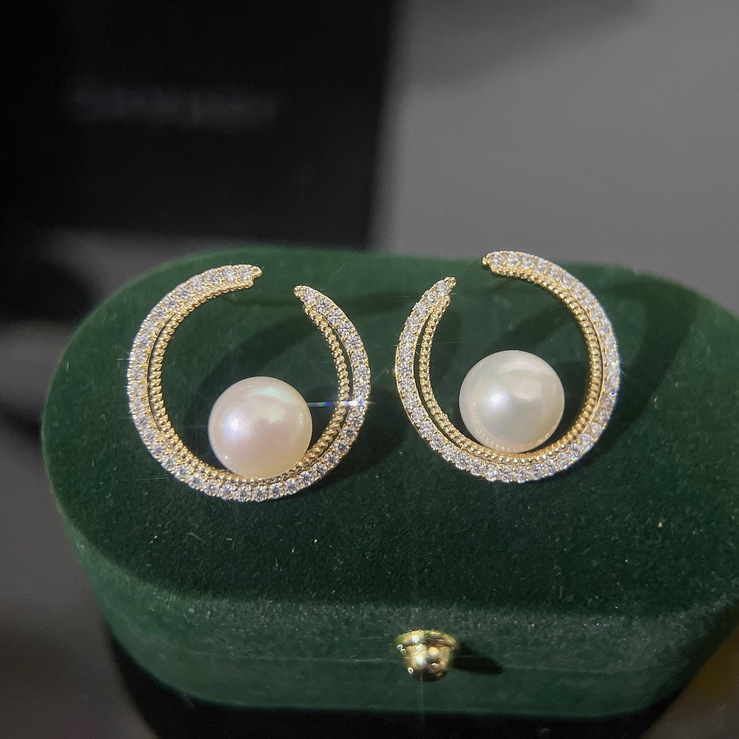 Semicircle Pearl Ear Temperament Sier Exquisite Earrings